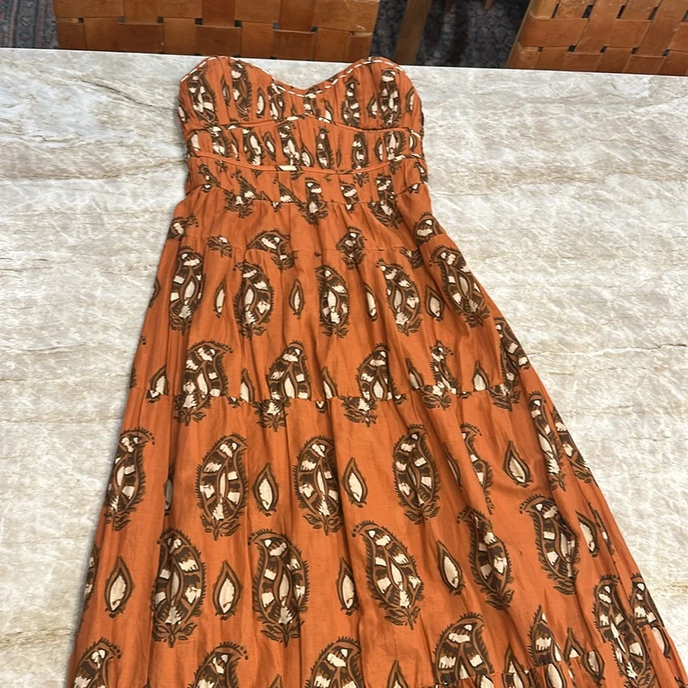 Johanna Ortiz Orange and Cream Maxi Dress - Picture 4 of 6
